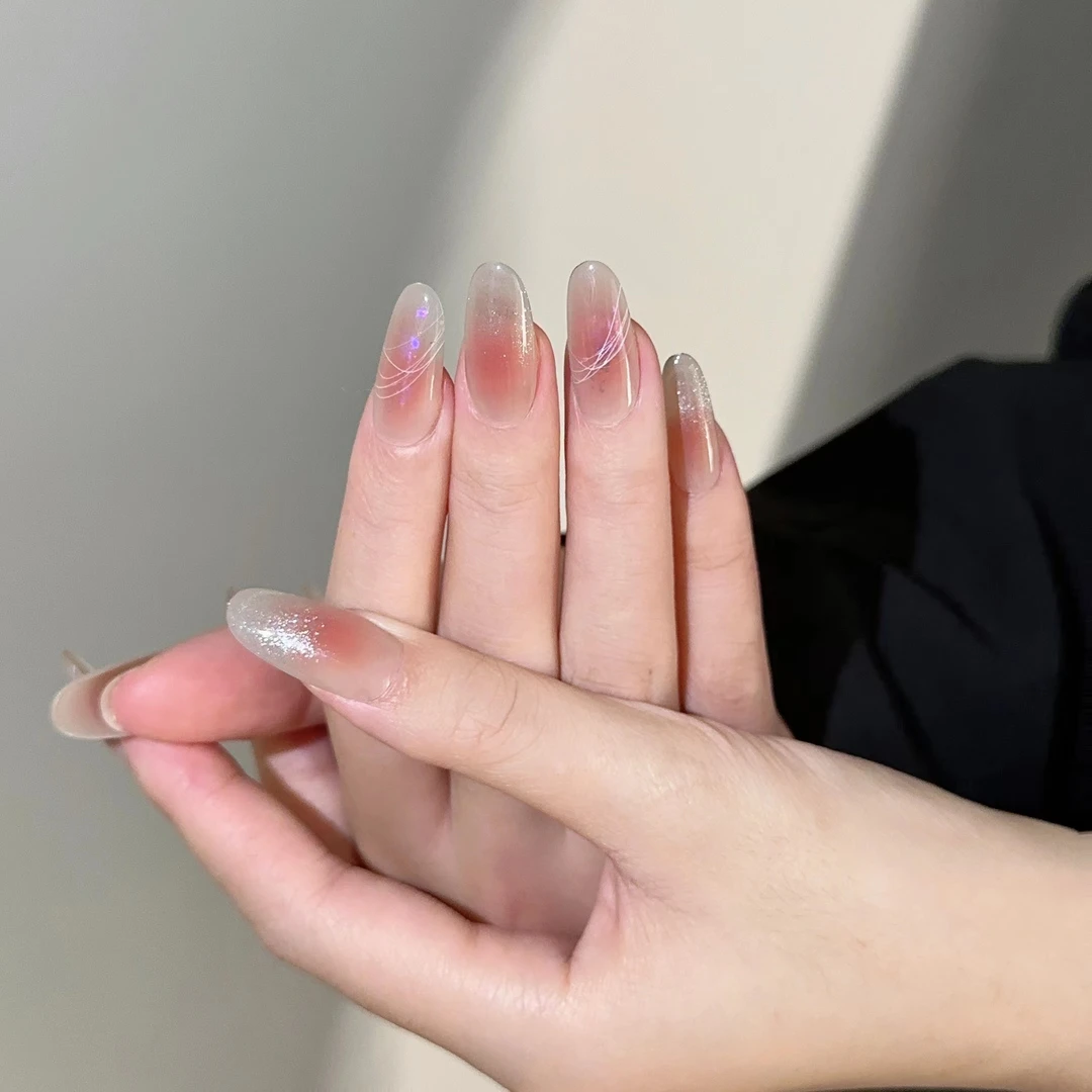 【绕指柔】秋冬纯欲仙女风焕彩欧泊片腮红猫眼美甲手绘穿戴甲显白长
