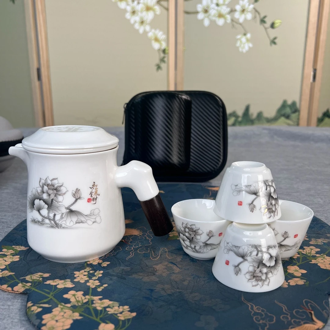 【闪购商品】和气生财大容量一壶四杯户外旅行茶具办公居家款666003