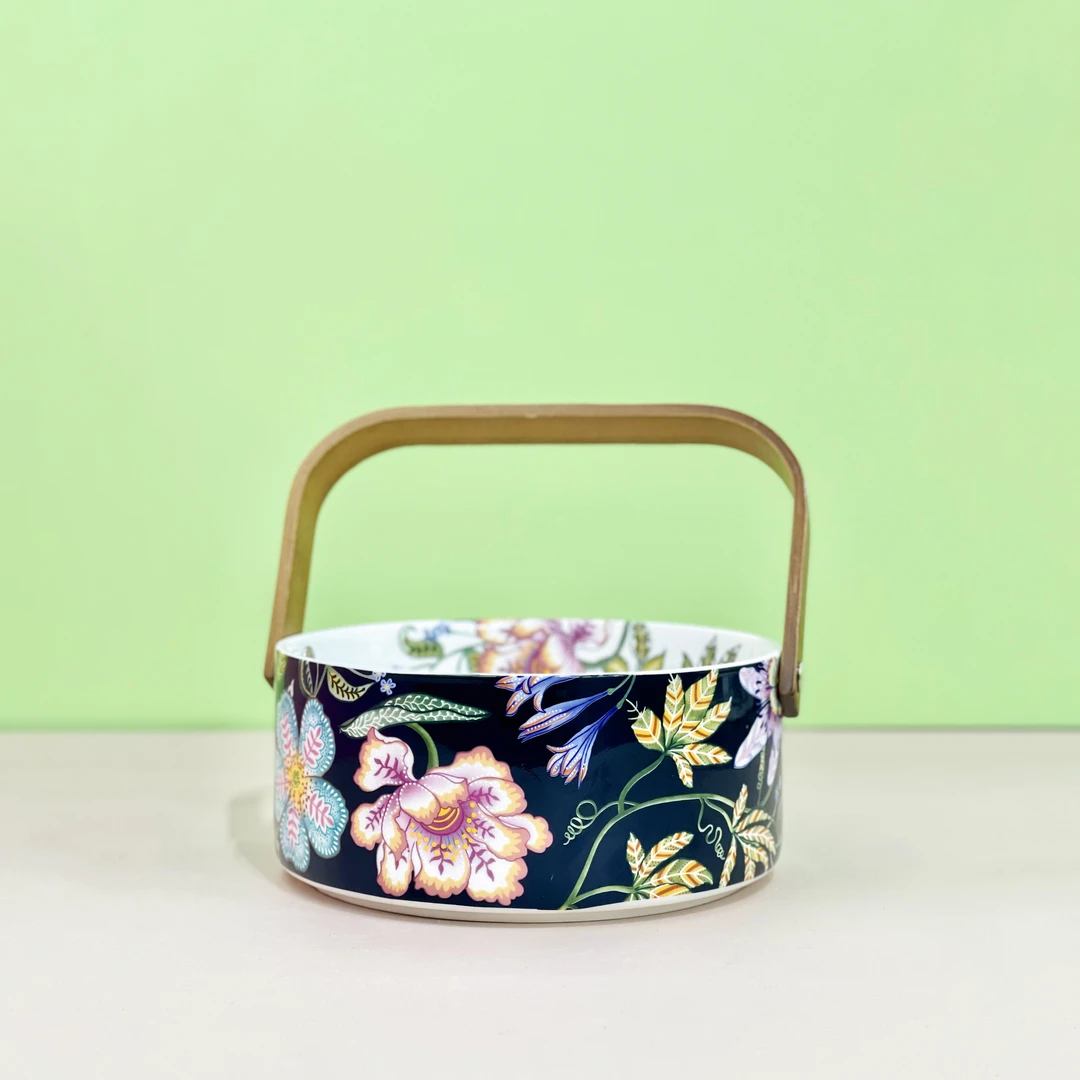 陶瓷【春暖花开黑色】下午茶点心盘精致设计师果盘轻奢高档果盘客厅