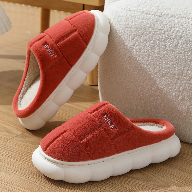 厚底秋冬保暖棉拖鞋防滑加绒情侣家居室内外寝室软底毛毛拖鞋冬季