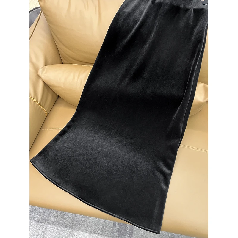 醋酸丝绒轻奢气质高级感百搭冬季半身裙女24121606