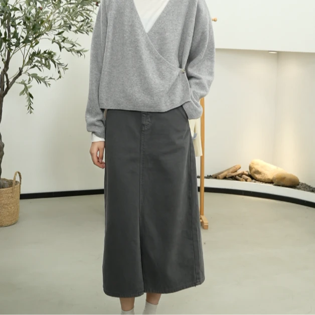 BSIEE/本涩小众设计感早秋季新品通勤皮带开衩长半裙休闲半身裙