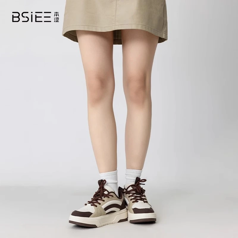 BSIEE/本涩通勤百搭休闲鞋秋冬季美拉德舒适系带复古女士板鞋