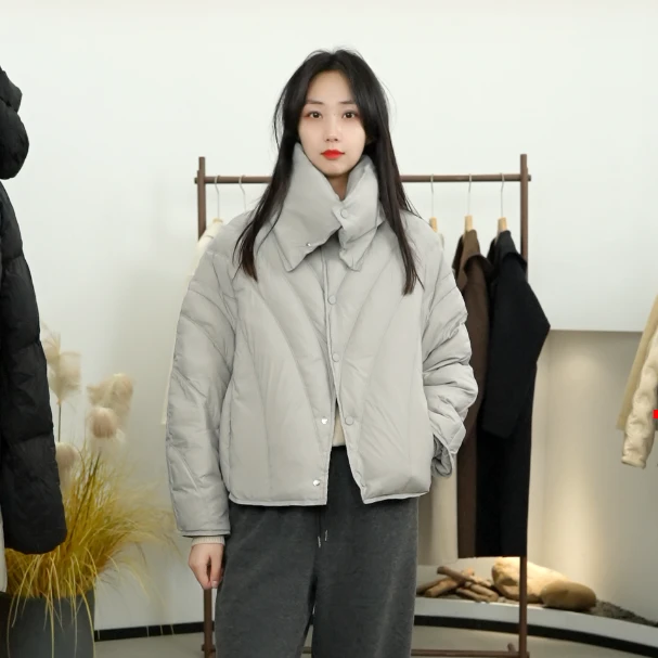 BSIEE/本涩保暖羽绒服轻柔短款羽绒时尚休闲百搭轻薄立领简约
