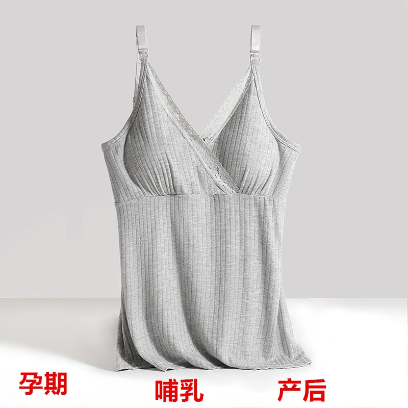 哺乳免穿文胸夏季薄款大码孕妇怀孕期产后喂奶月子上衣性感吊带