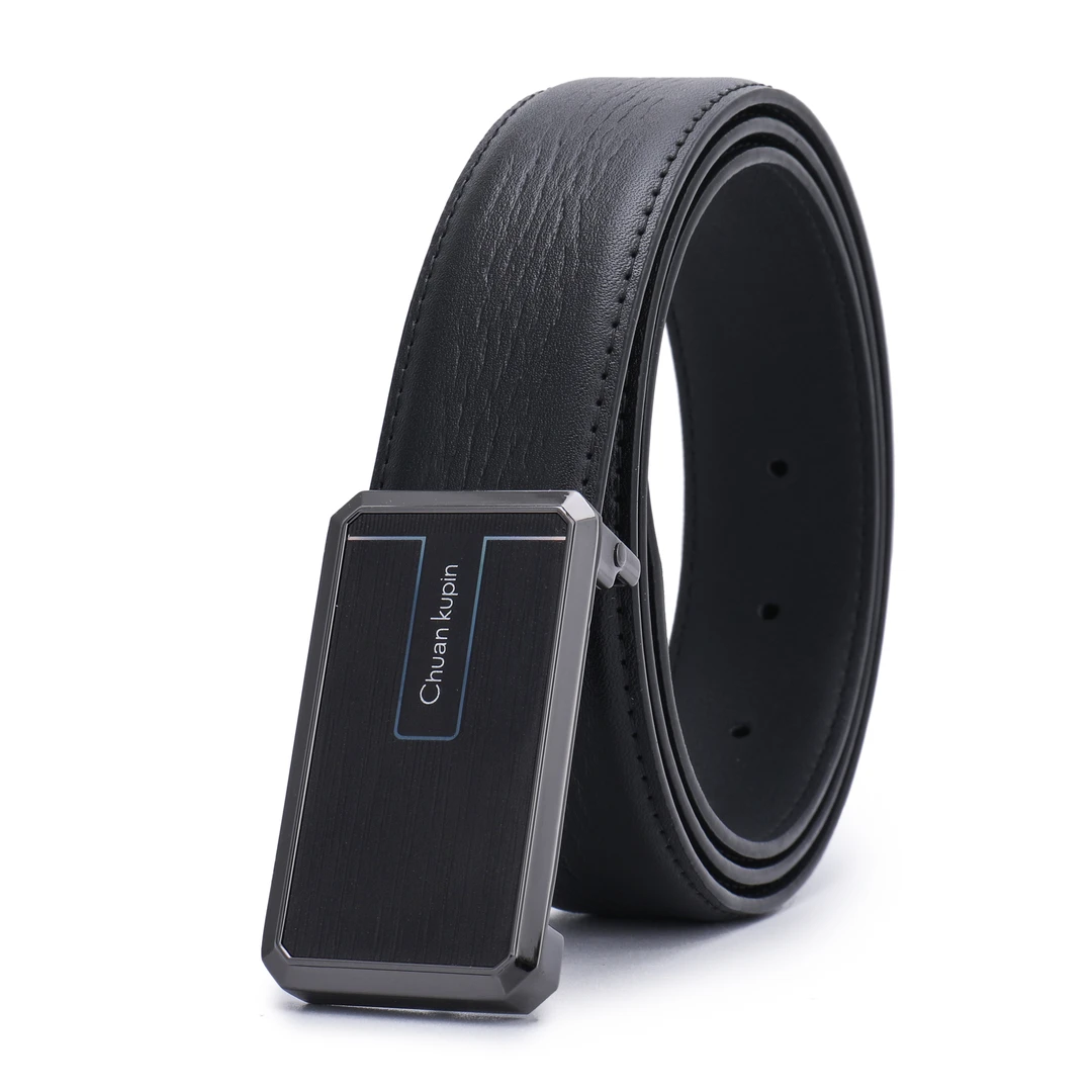 真牛皮皮带男士腰带板扣中青年男款皮带百搭休闲