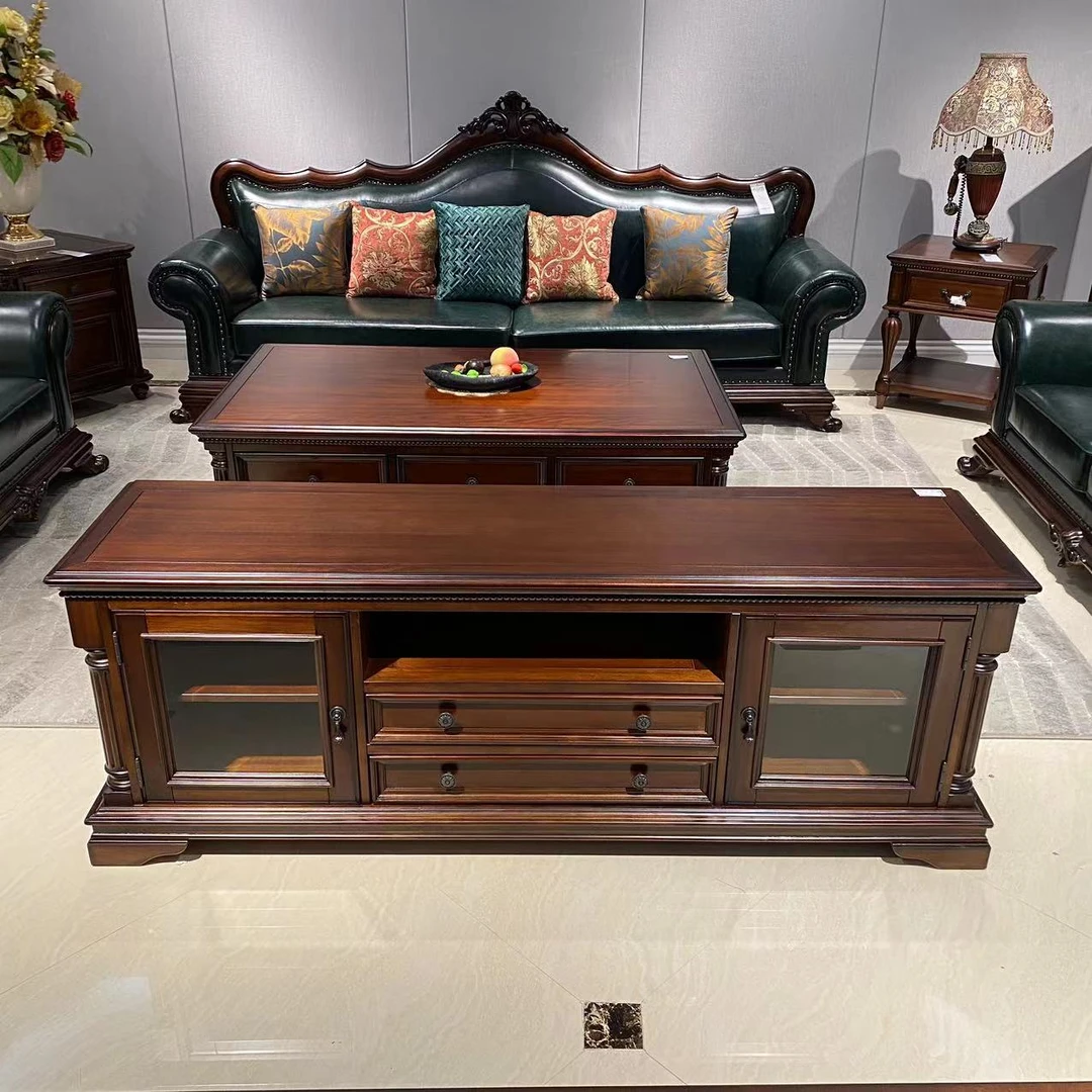 MS3301 美式桃花芯木全实木客厅电视柜1800*450*650