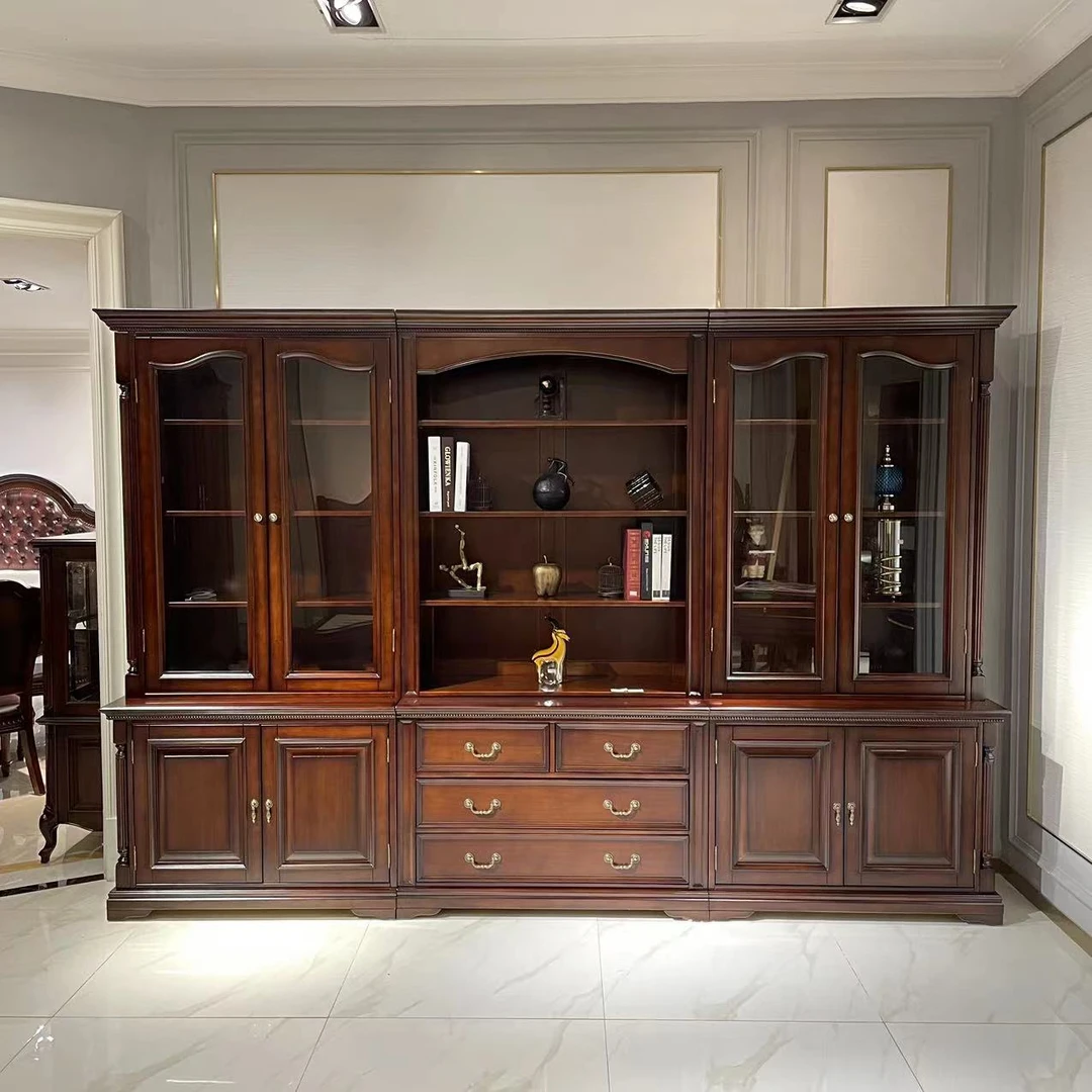 32 美式实木组合书柜3200*500*2150