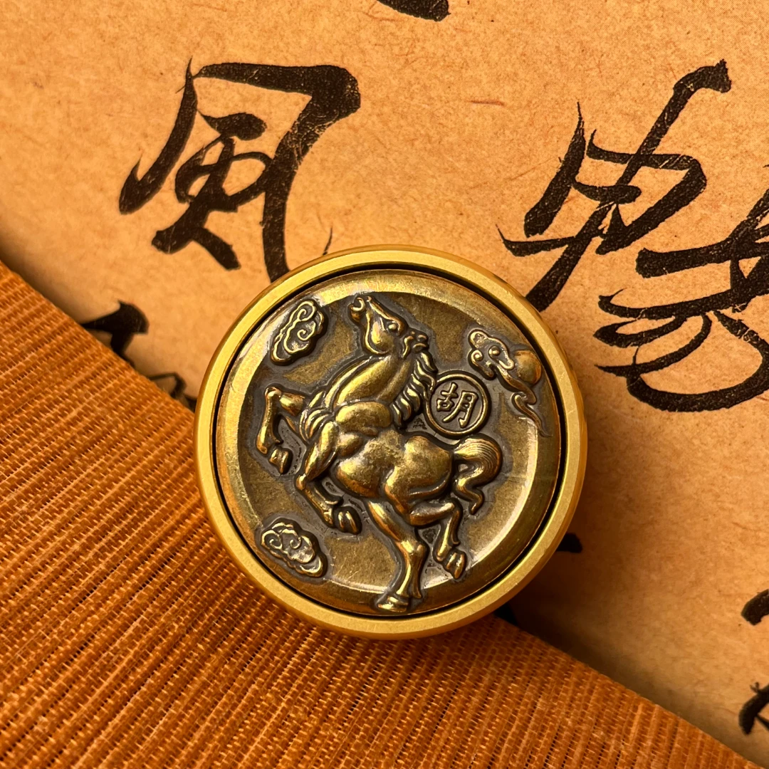 （老师推荐）黄铜马上胡桌面摆件手把件创意麻将解压赢钱