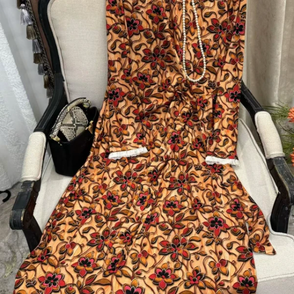 【多米拉】18124-1花好月圆连衣裙显瘦气质收腰