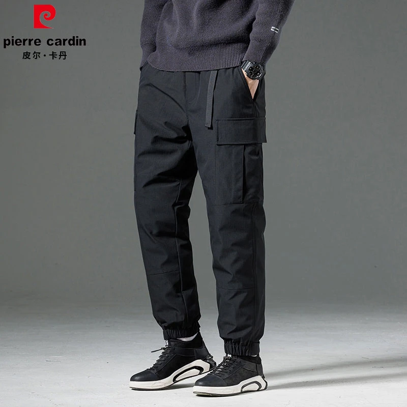 皮尔卡丹冬季男士羽绒冲锋裤大码户外外穿加厚时尚百搭防寒休闲裤