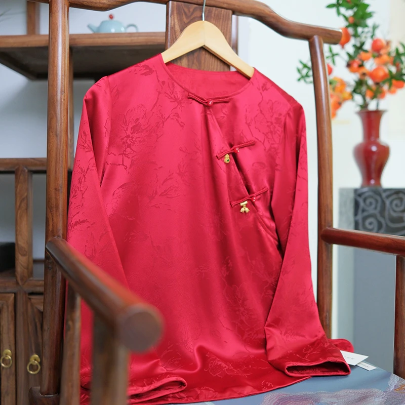 『岁宁』新中式醋酸提花衬衫上衣1252