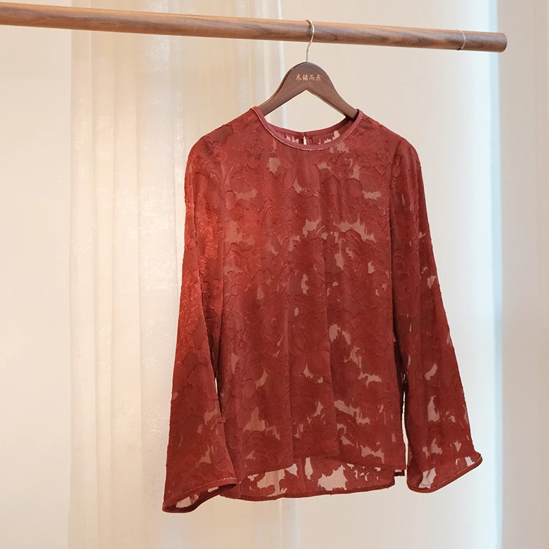 『颂喜』新中式桑蚕丝时尚早秋宽松休闲上衣DGWC2142