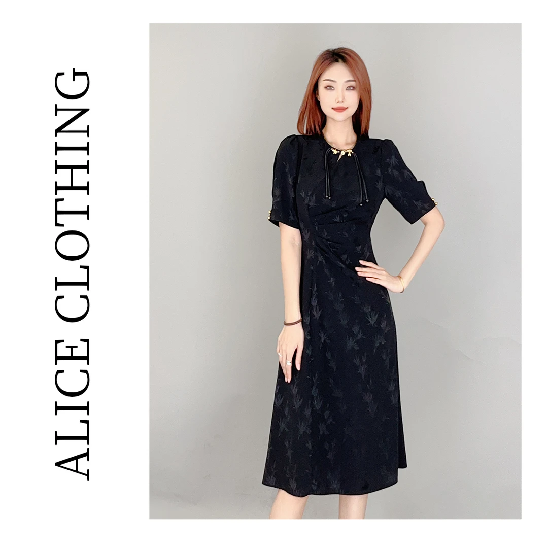 4【ALICE “书香门第”醋酸连衣裙】垂顺丝滑 优雅提花 S2137443W