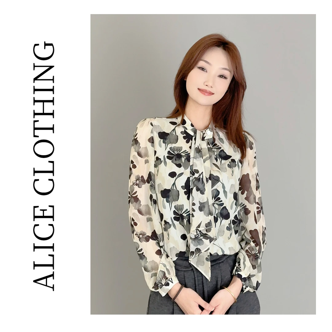 13【ALICE “水墨韵味”优雅衬衫】轻盈浪漫 典雅诗意 S2136540G