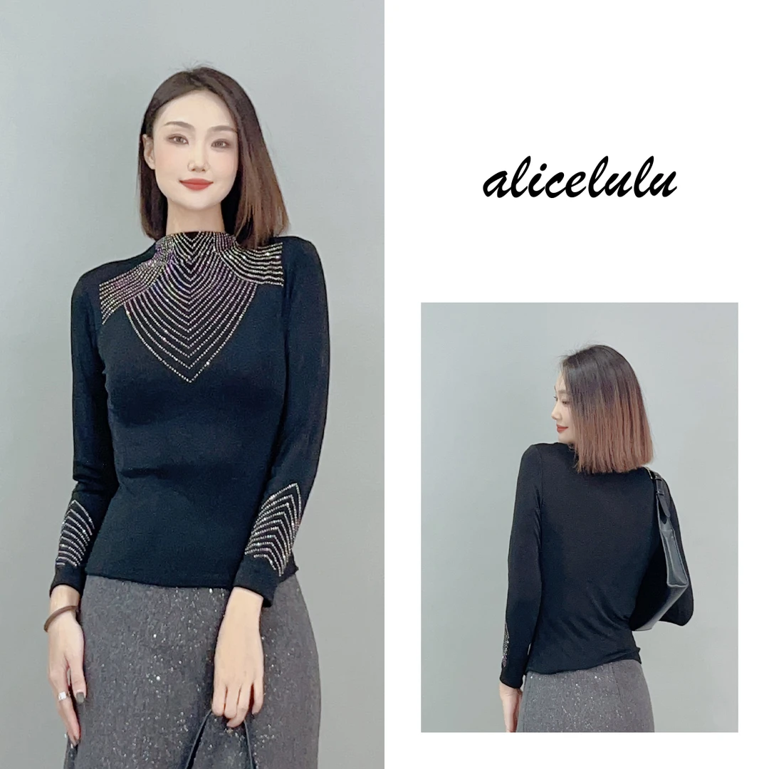 4 ALICE “夜星”打底衫 线条烫钻 弹力显瘦 S2141227T