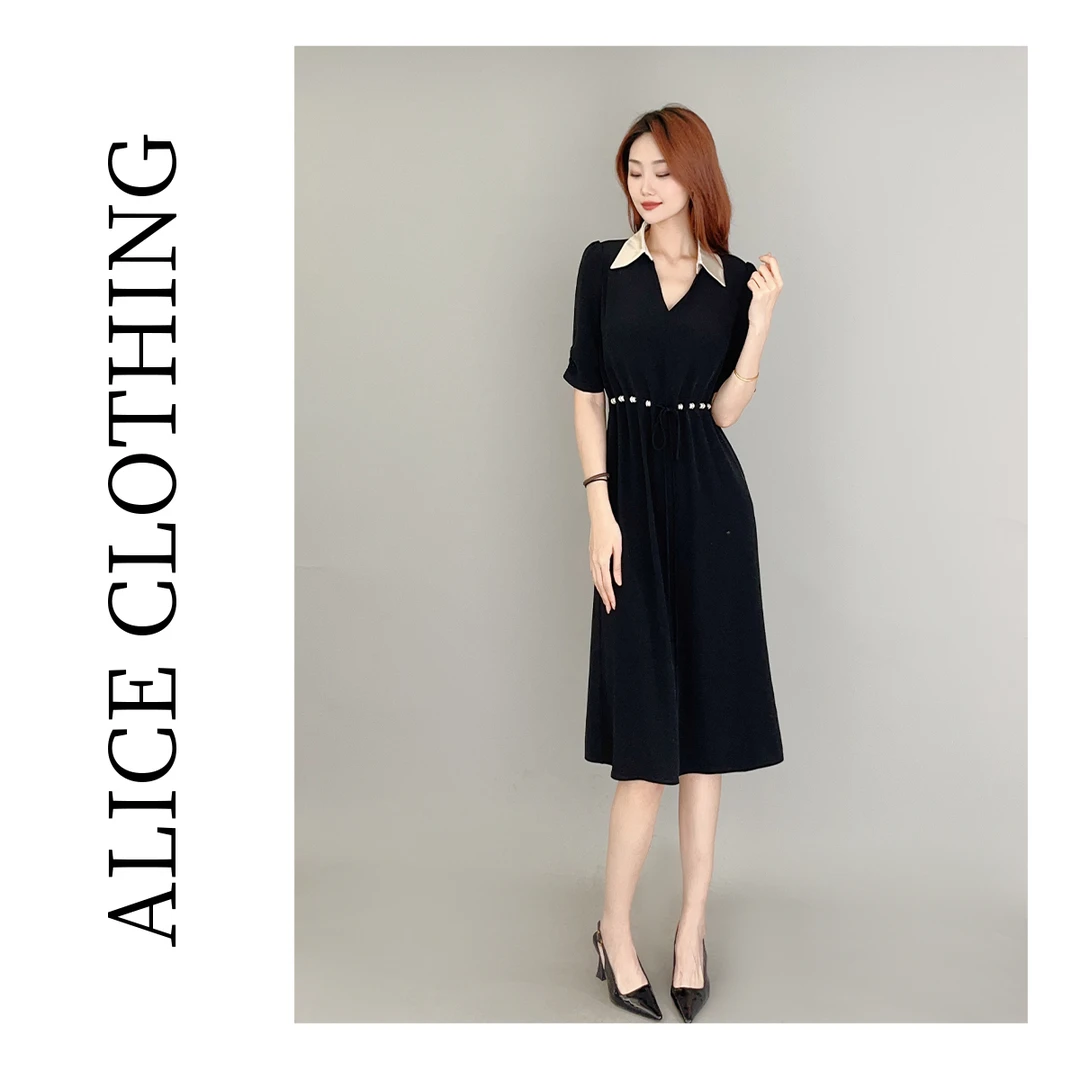 4【ALICE “丝滑入夏”醋酸连衣裙】钉珠系带 柔顺悬垂 S2137540W