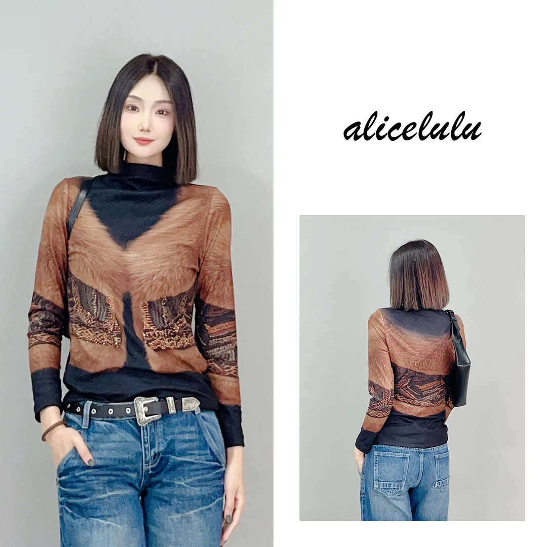 2 ALICE “日常的华贵”打底衫 3D印花 贵气显瘦 S2140761T