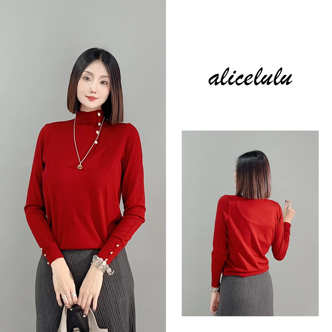 2 ALICE “柔中带刚”毛衣 柔软亲肤 飒美钉扣 S2140543T