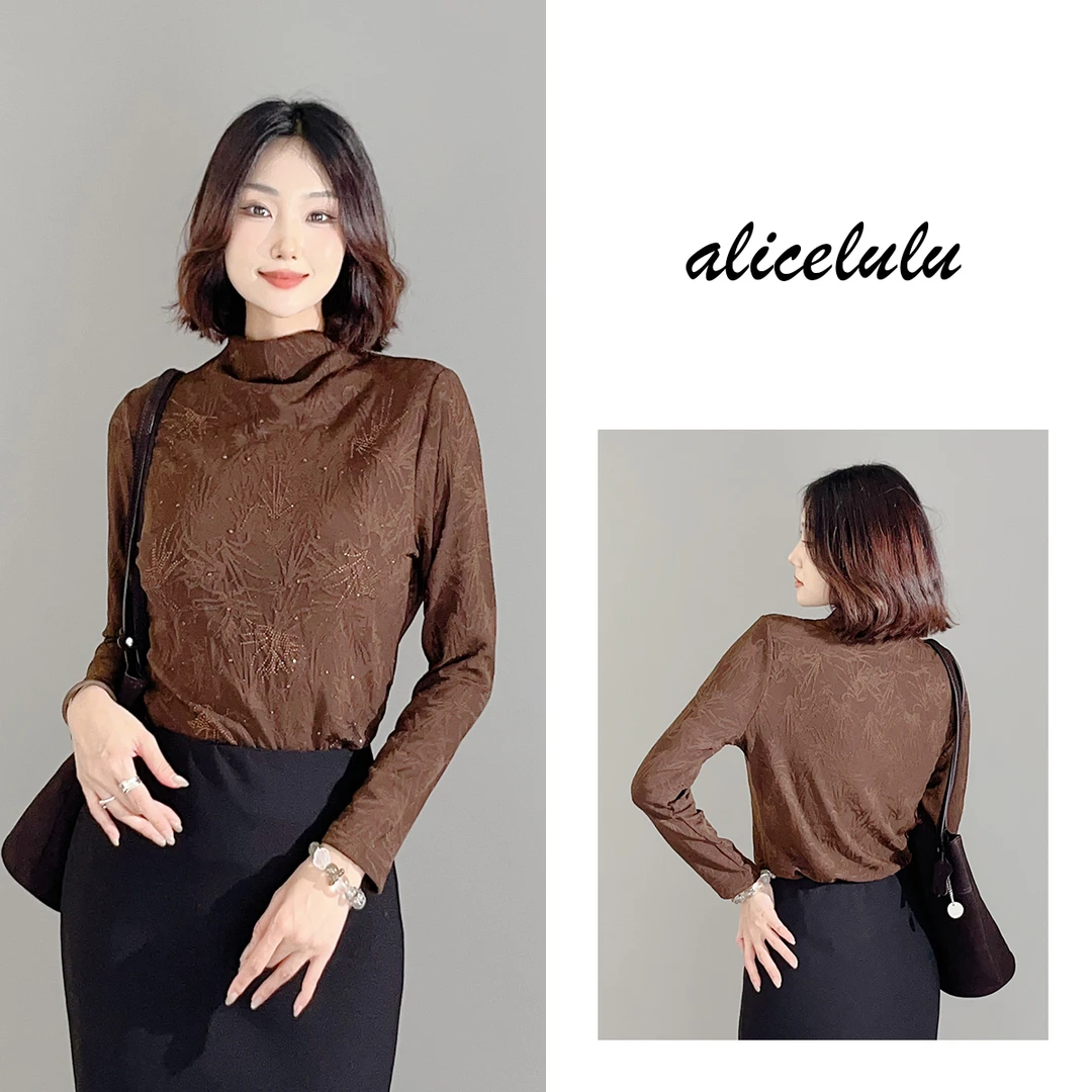 4 ALICE “烟花易冷”打底衫 璀璨烫钻 暗纹提花 S2140202T