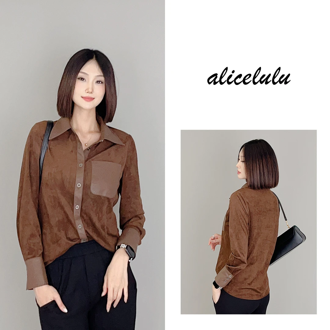 5 ALICE “刚柔并济”衬衫 皮质拼接 优雅通勤 S1034410J