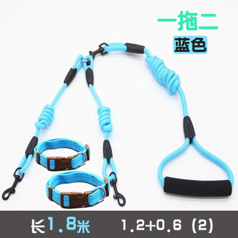 双头狗绳两只狗一拖二狗链子拴狗绳贵宾牵引绳泰迪金毛小中大型犬