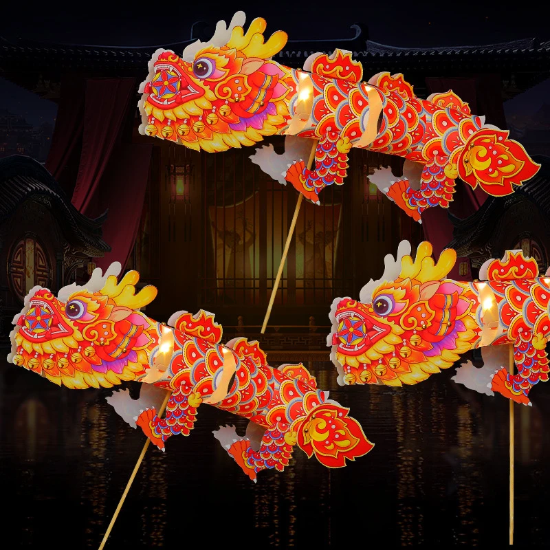 龙年国潮灯笼春节装饰非遗舞龙灯手工diy材料包元宵节庆适用道具
