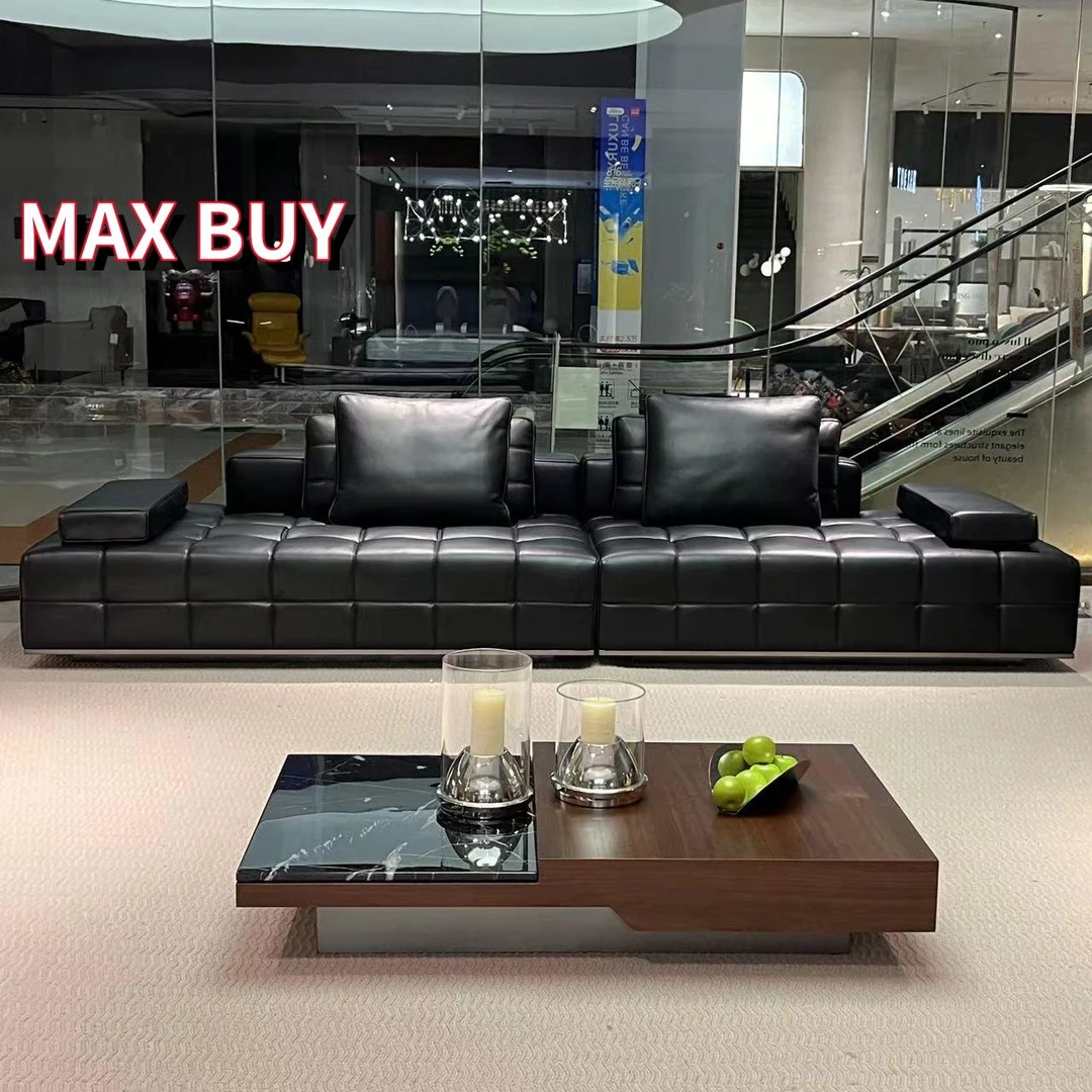 MAX BUY/卖思买意式极简劳伦斯头层牛皮进口桦木别墅平层客厅沙发
