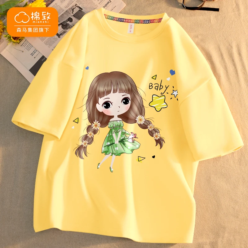 棉致女童短袖夏季2022年新款宽松纯棉上衣夏装t恤T11