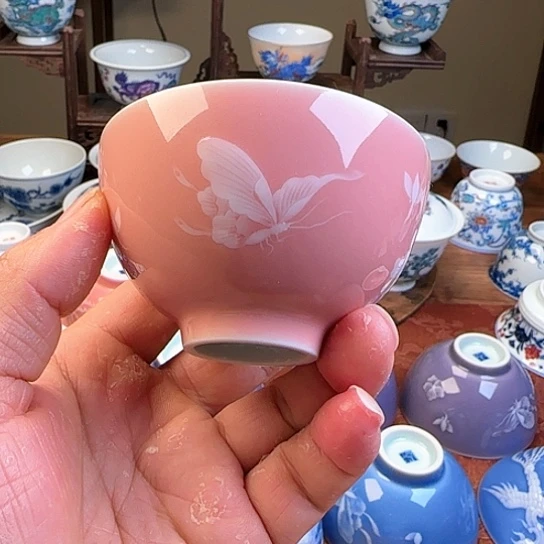 茶盏清**霞蝴蝶蝴蝶主人杯
