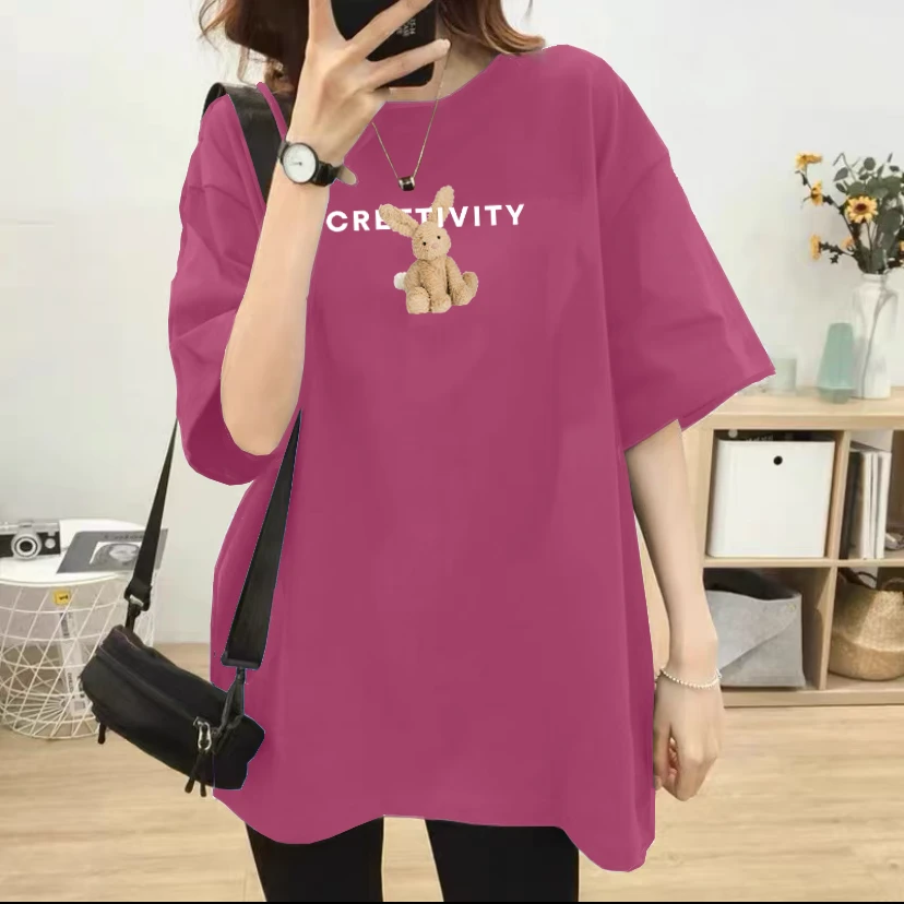 磨毛短袖t恤女中长款韩版修身微胖显瘦遮屁股上衣打底衫春秋冬季