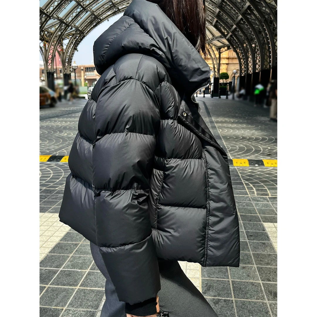 【云感羽绒】简约百搭保暖连帽短款鹅绒外套#341010