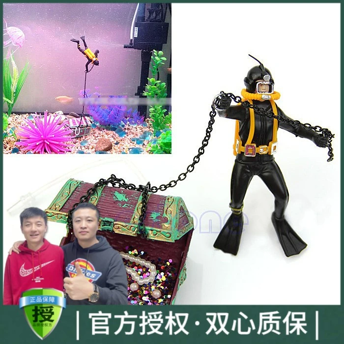 黑蜗牛美国海马气动鱼缸造景鱼缸装饰寻宝蛙人鱼缸水族箱造景百宝