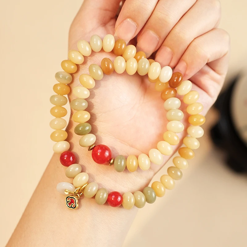 语念   双圈算盘珠天然菩提手串