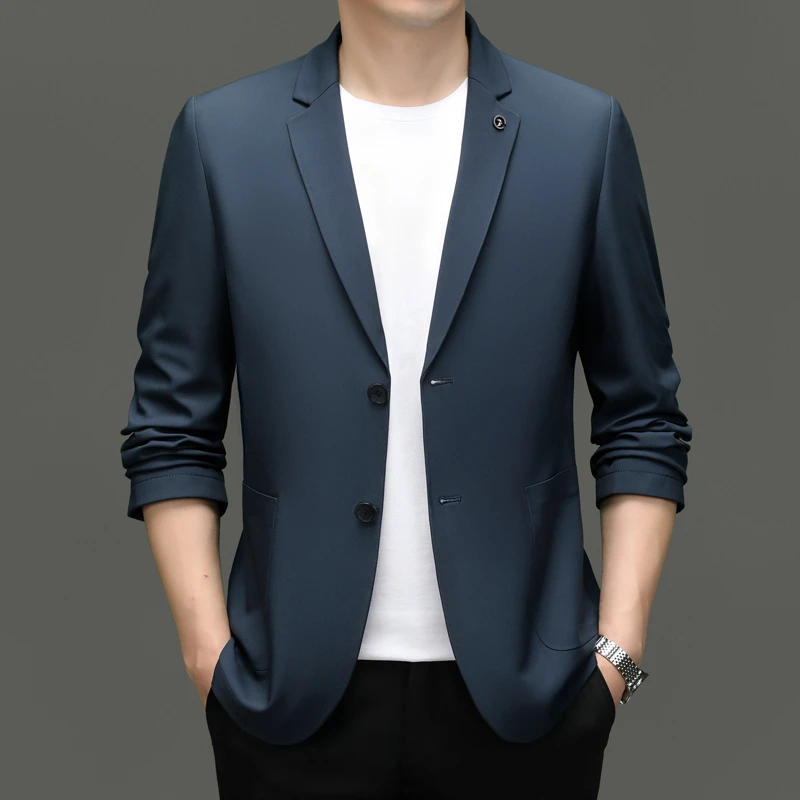 老爷车男士西装高档休闲单西服男抗皱纯色时尚春秋季韩版外套男