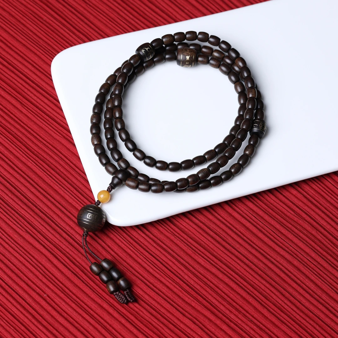 德善香识沉香手串 C留疤富森红土尺寸规格0.6桶珠长链+吊坠HH