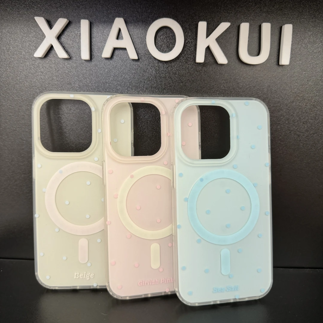 新款波点纯色手机壳磁吸双层imd磨砂亲肤适用15pro/14/13/12max