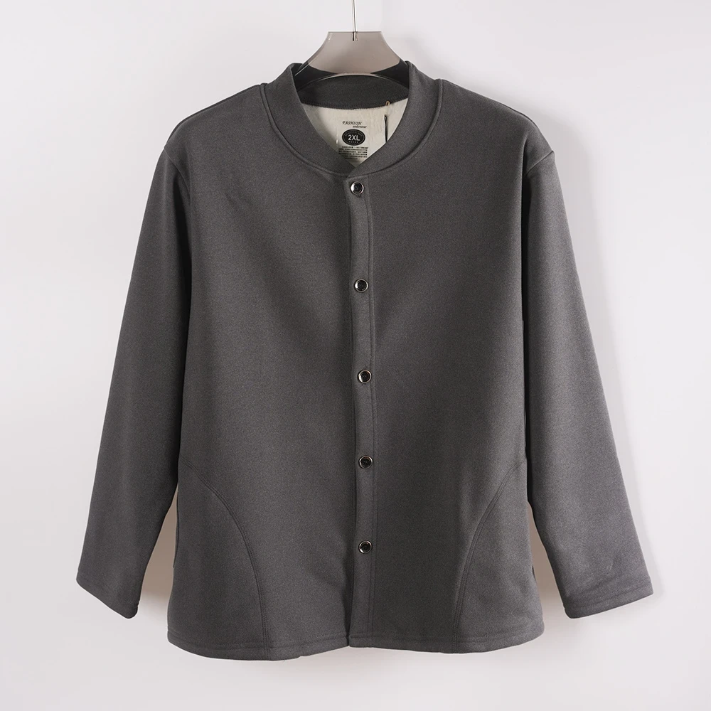 冬季男士保暖上衣加厚开衫外套男加绒爸爸德绒秋衣中年老年长袖