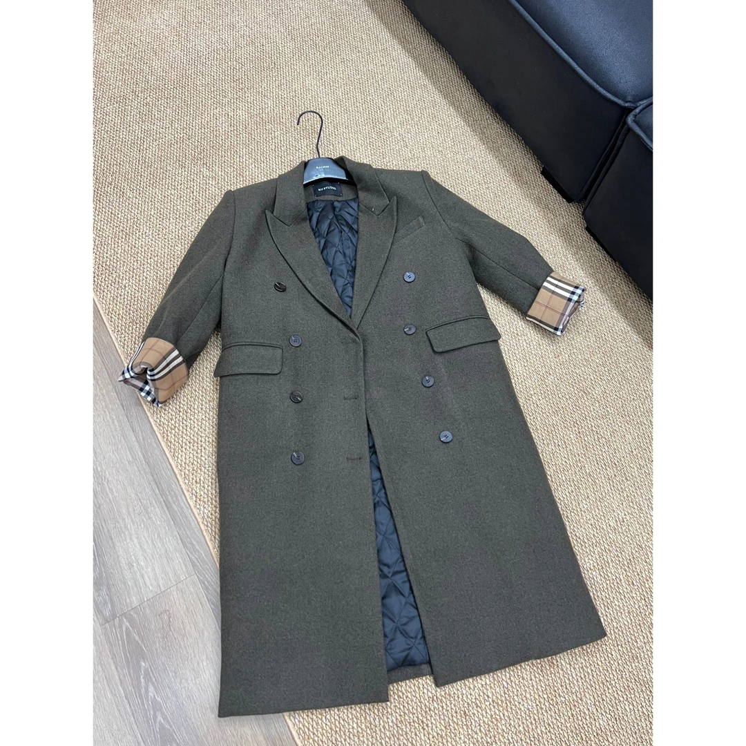 【娇娇私服订制】秋冬新款休闲夹棉长款大衣毛呢外套10239#