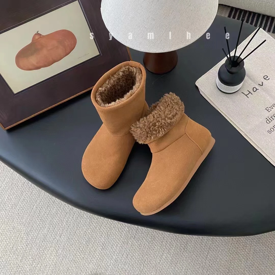 1123【薇语莎】秋冬新款时尚百搭休闲皮毛一体马丁靴