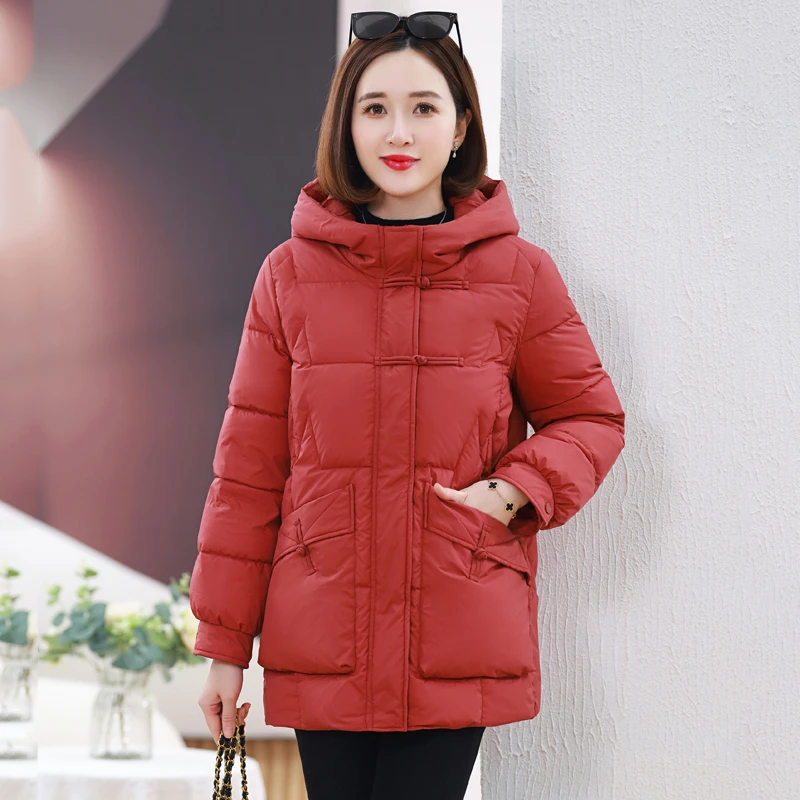 中年妈妈棉服女中长款2025冬季新款加厚棉衣外套时尚洋气宽松棉袄