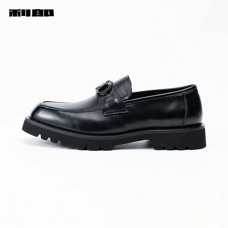 利郎官方 头层牛皮乐福鞋男士一脚蹬豆豆鞋金属标2024新款鞋子男