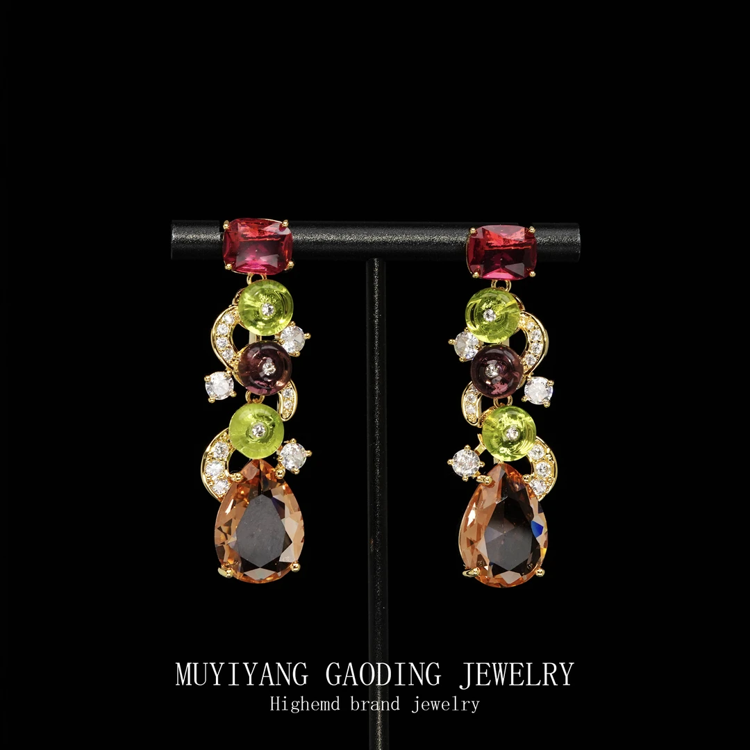 铜合金合成锆石耳饰 外贸高品高奢耳钉A231