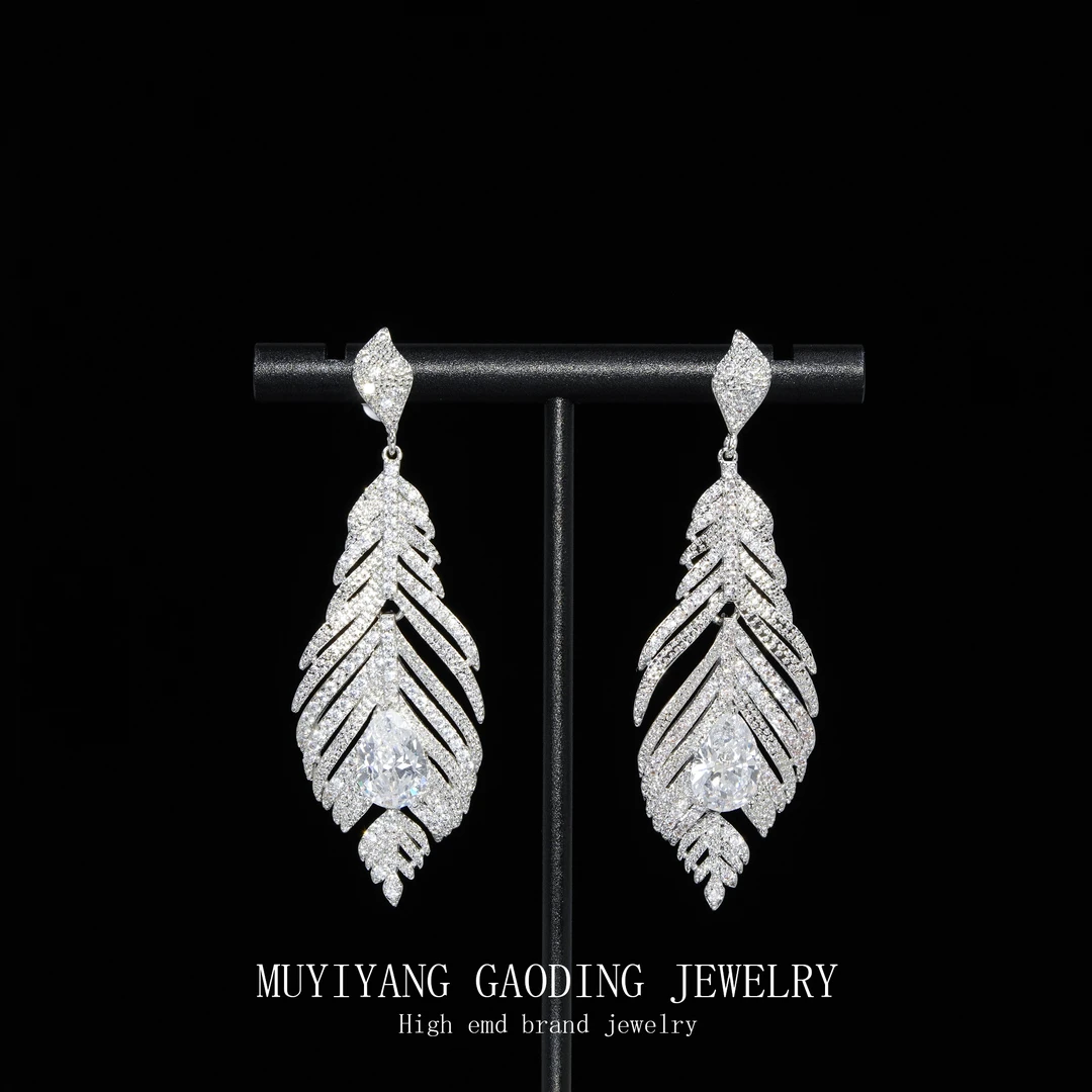 铜合金合成锆石耳饰 外贸高品高奢小众气质耳钉A176