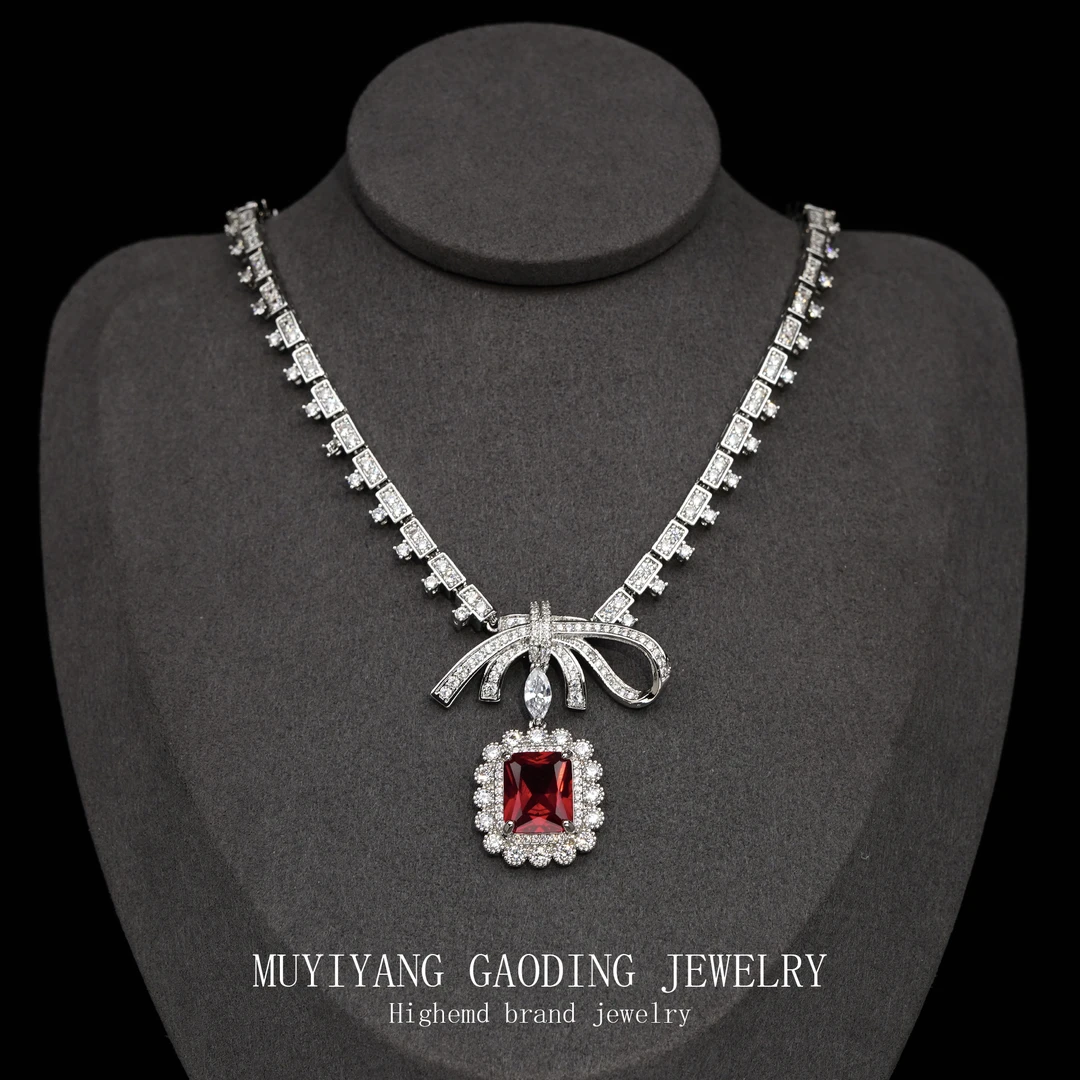 铜合金合成锆石项链 外贸高品高奢精致小众设计师项链A452