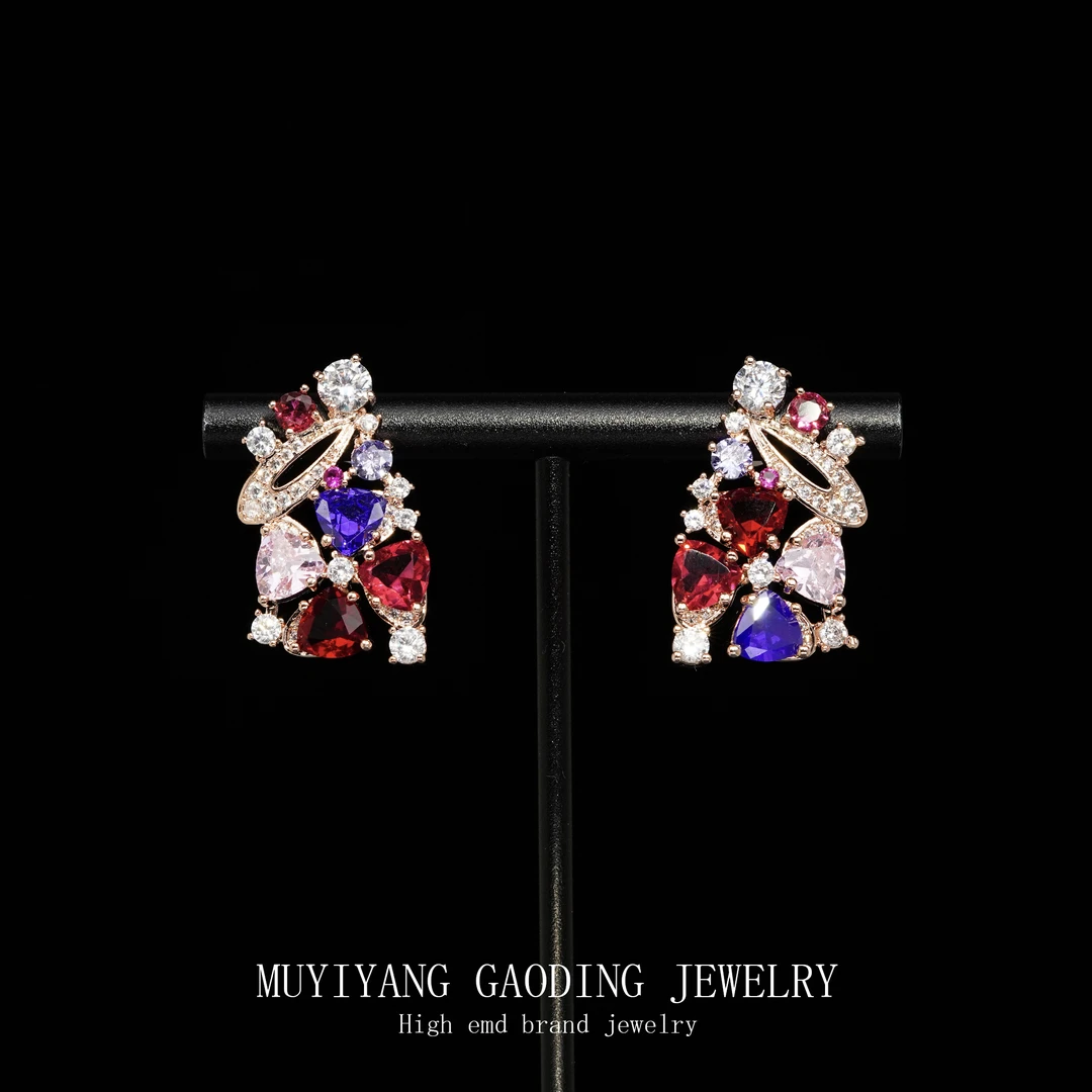 铜合金合成锆石耳饰 外贸高品高奢耳钉A353