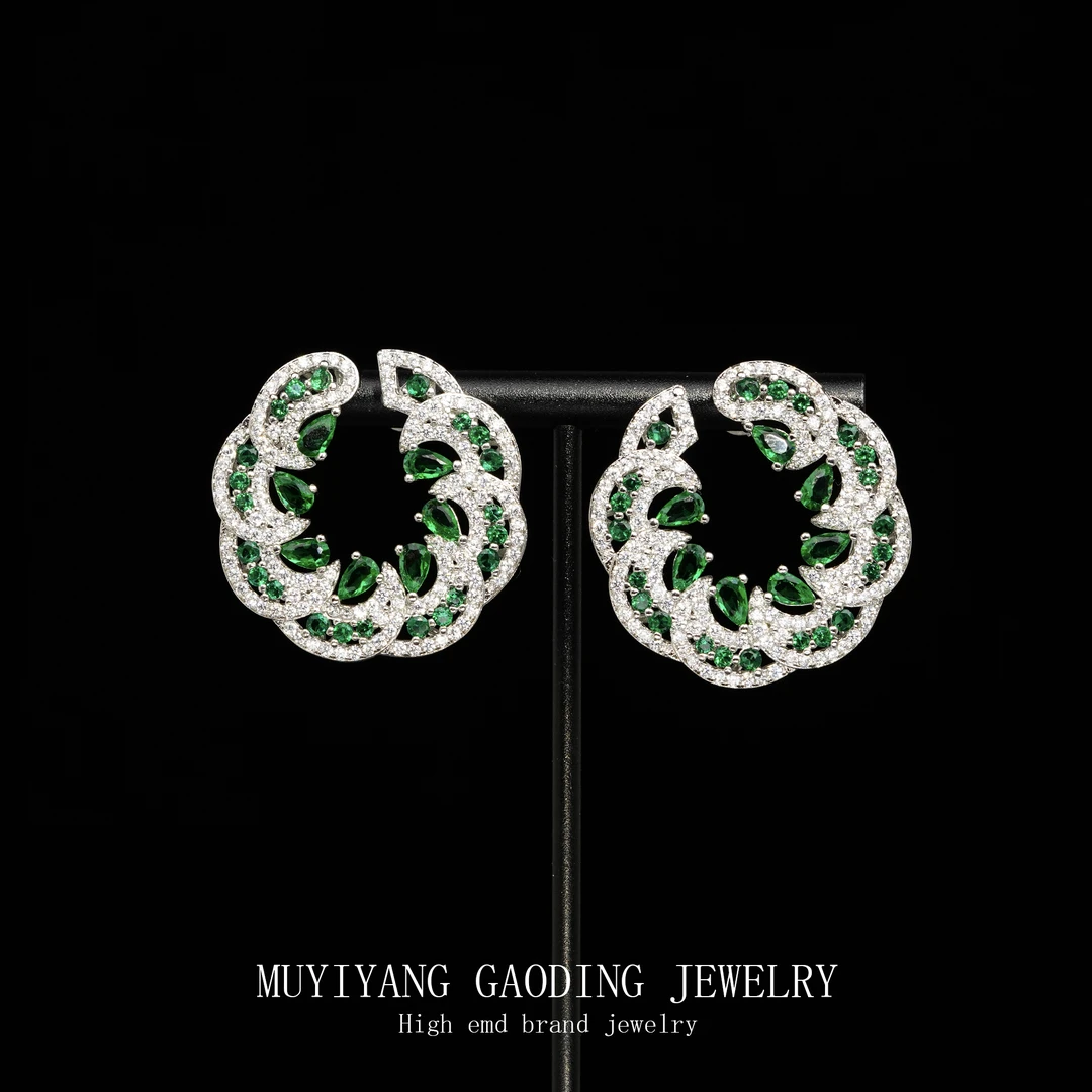 铜合金合成锆石耳饰 外贸高品高奢耳钉A374