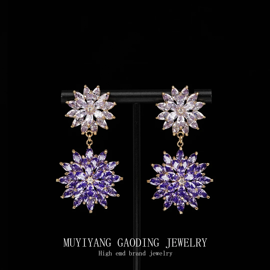 铜合金合成锆石耳饰 外贸高品高奢耳钉A112