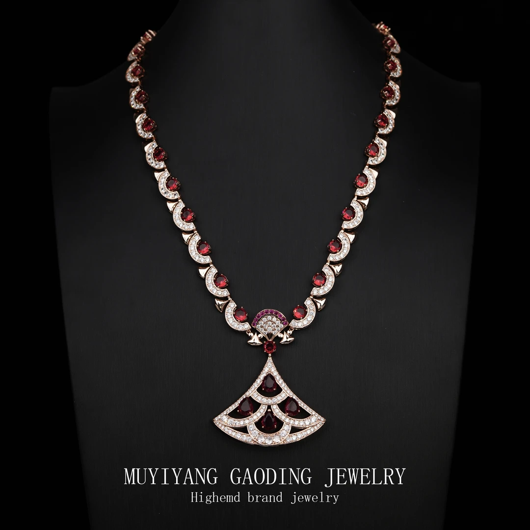 铜合金合成锆石项链 外贸高品高奢精致小众设计师项链A473