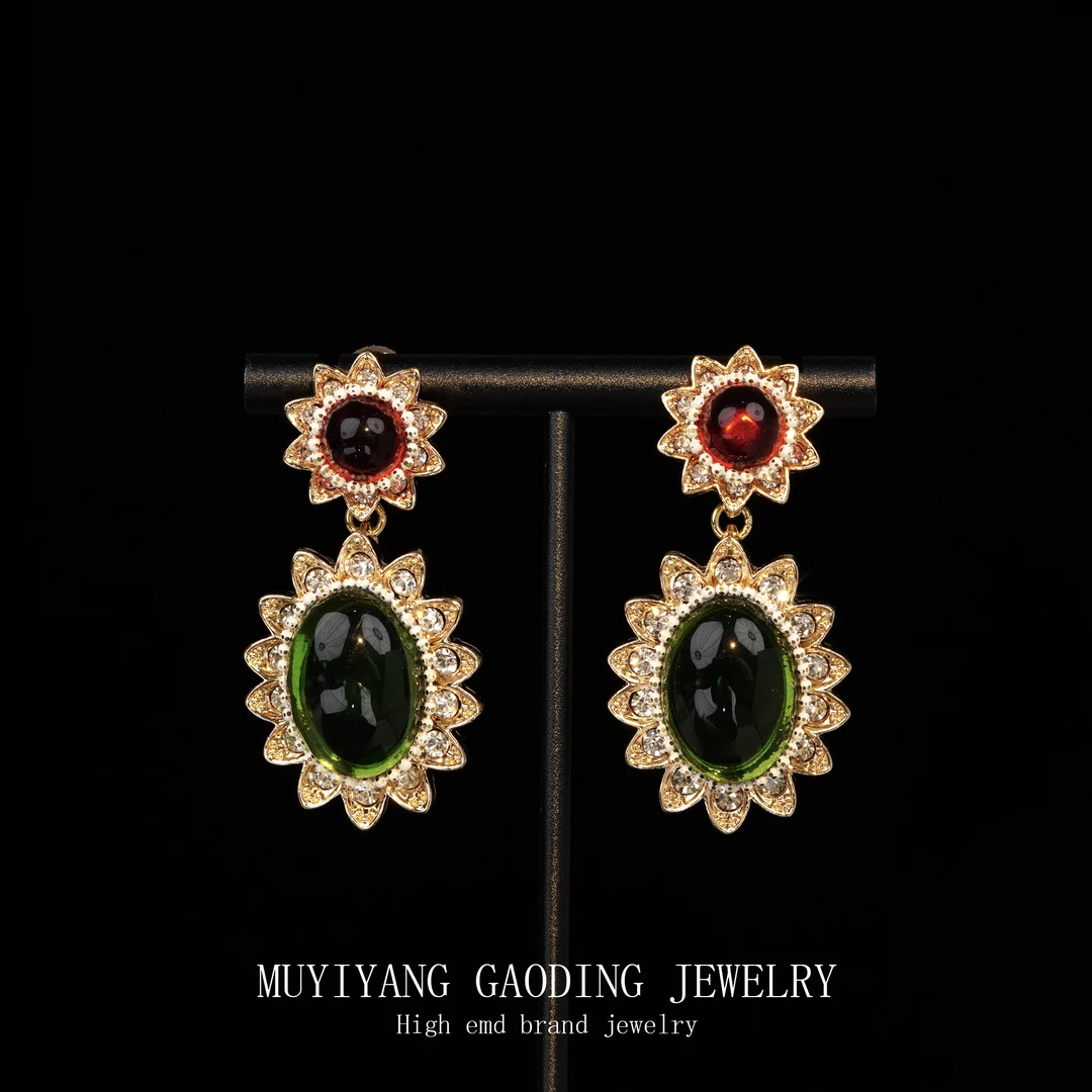 铜合金合成锆石耳饰 外贸高品高奢小众设计师耳钉A012